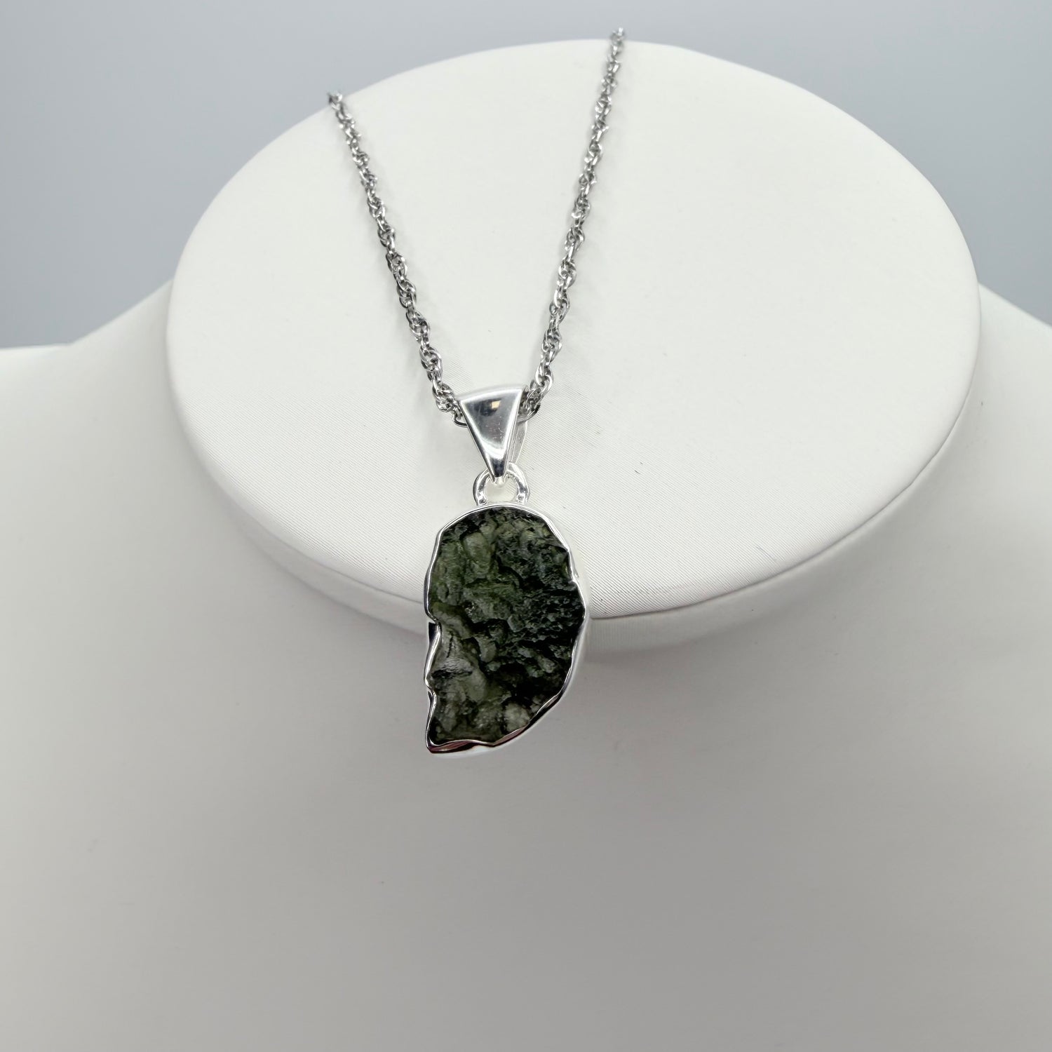 Ciondolo Moldavite Grezza - Argento 925