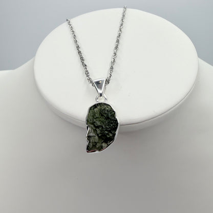 Ciondolo Moldavite Grezza - Argento 925