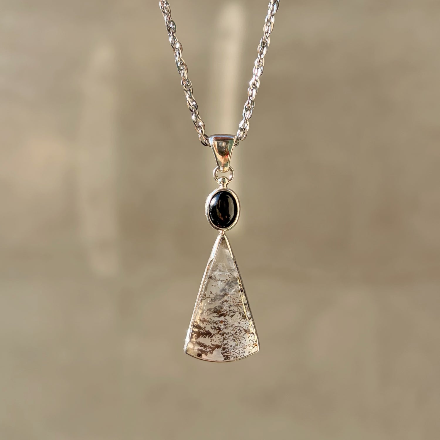 Ciondolo Diopsite e Quarzo Dendritico - Argento 925