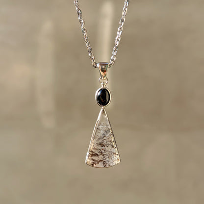 Ciondolo Diopsite e Quarzo Dendritico - Argento 925