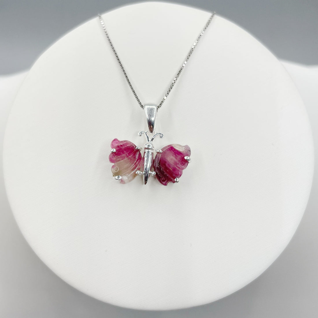 Ciondolo Farfalla Tormalina Rosa e Argento 925
