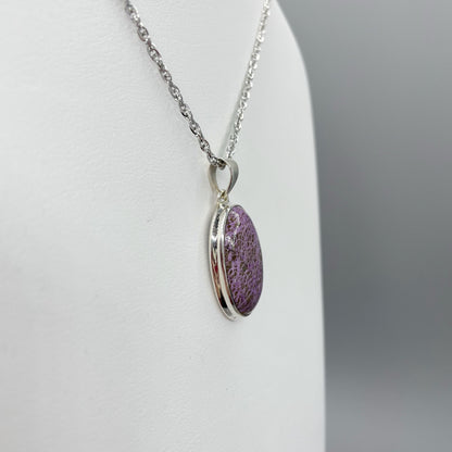 Ciondolo Variscite in Purpurite Ovale - Argento 925
