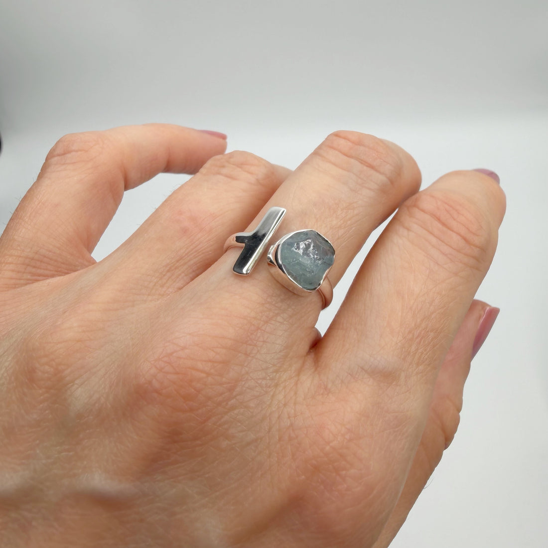 Anello Acquamarina grezza - Argento 925