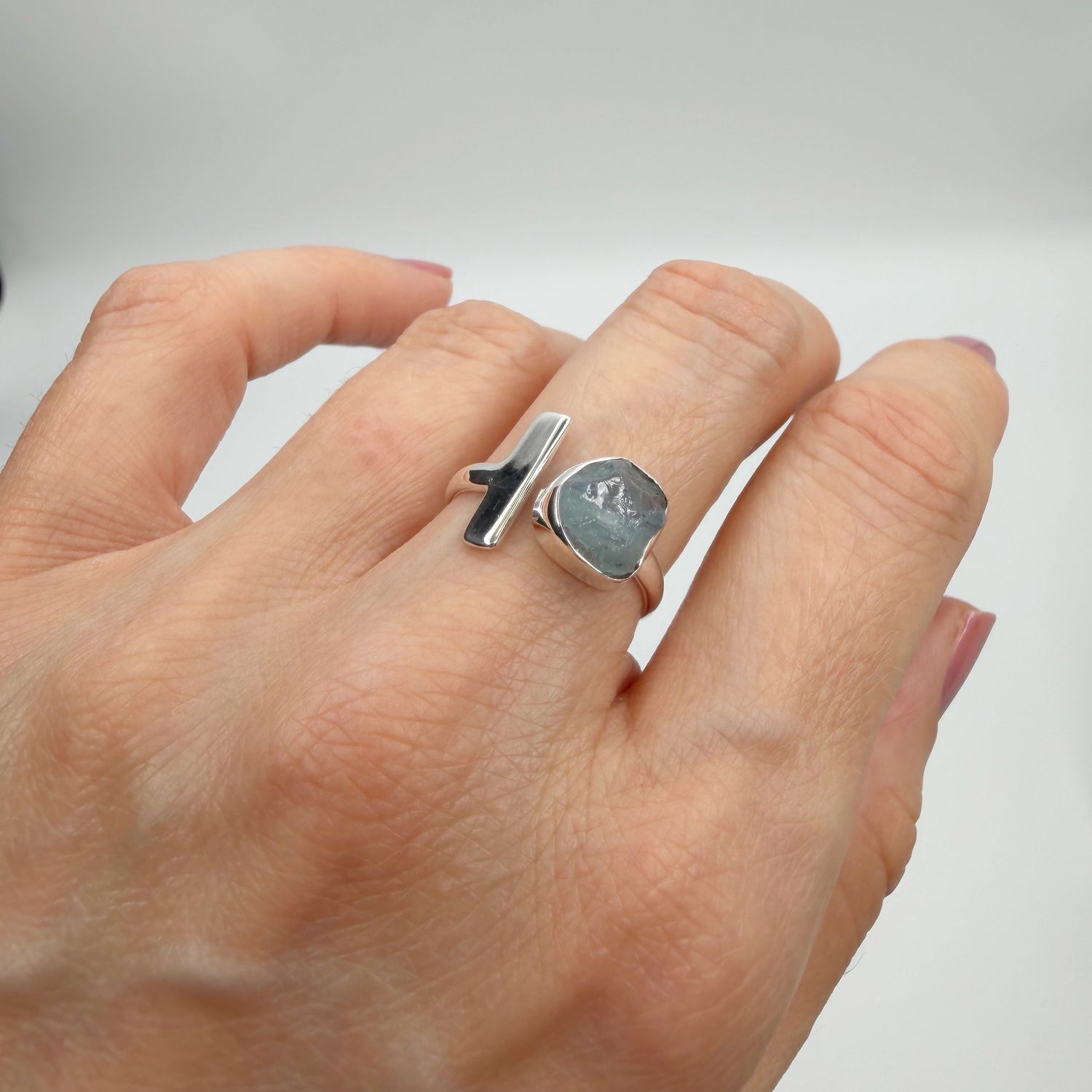 Anello Acquamarina grezza - Argento 925