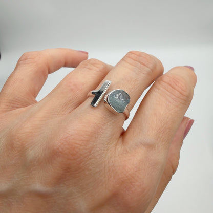 Anello Acquamarina grezza - Argento 925