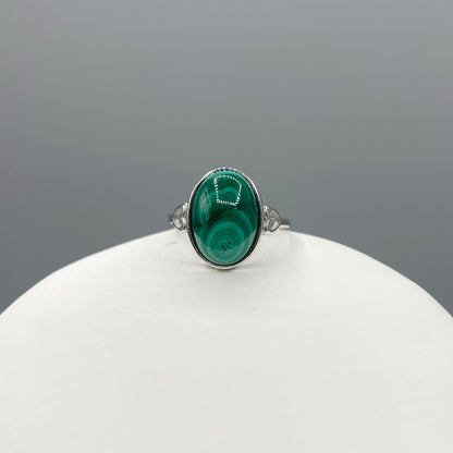 Anello Malachite Ovale - Argento 925