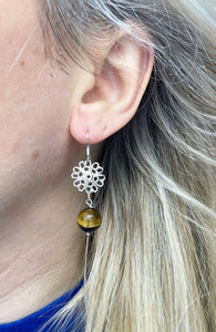 Orecchini Flower - Occhio di Tigre
