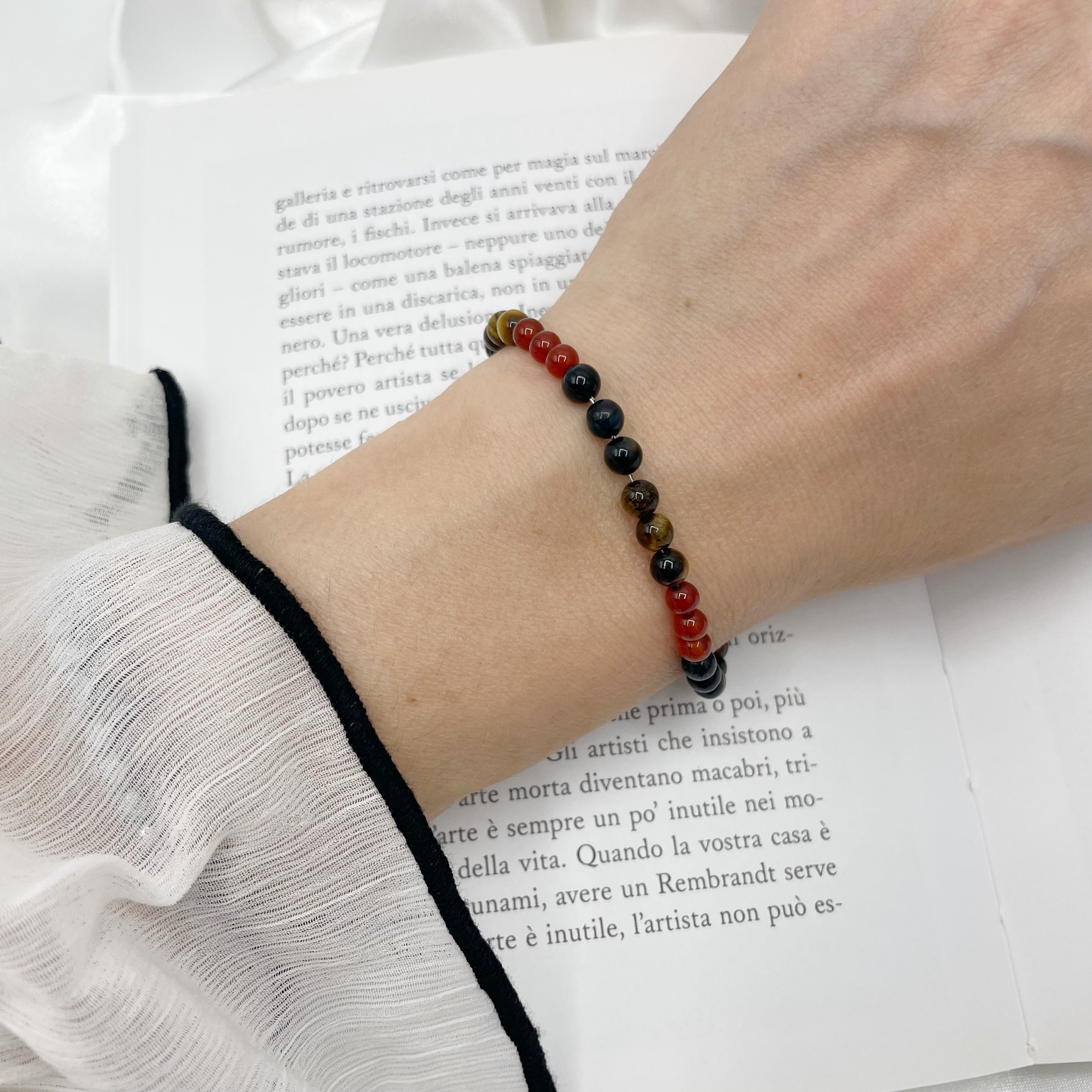 Bracciale Leone - Occhio di Tigre, Corniola, Occhio di Falco