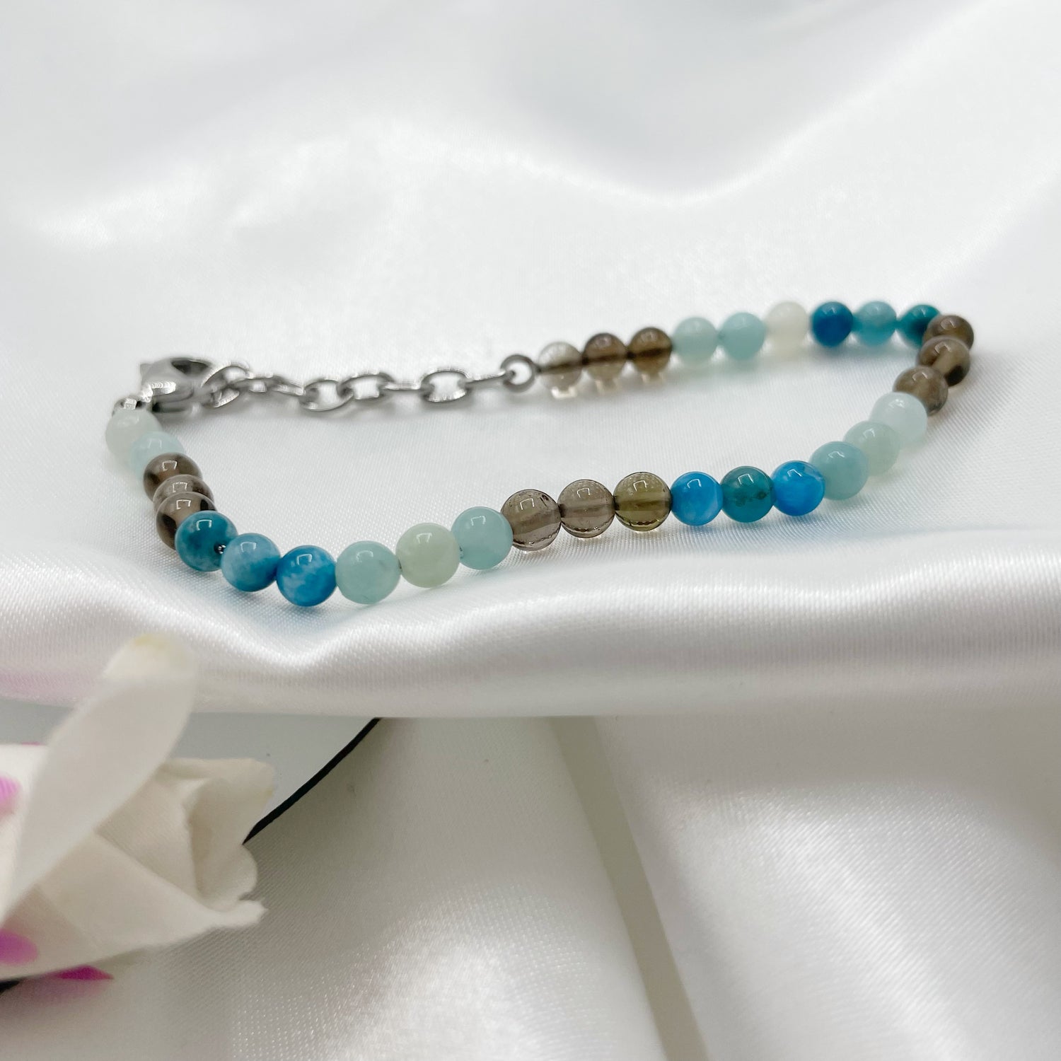 Bracciale Bilancia - Quarzo Fumè, Apatite, Amazzonite