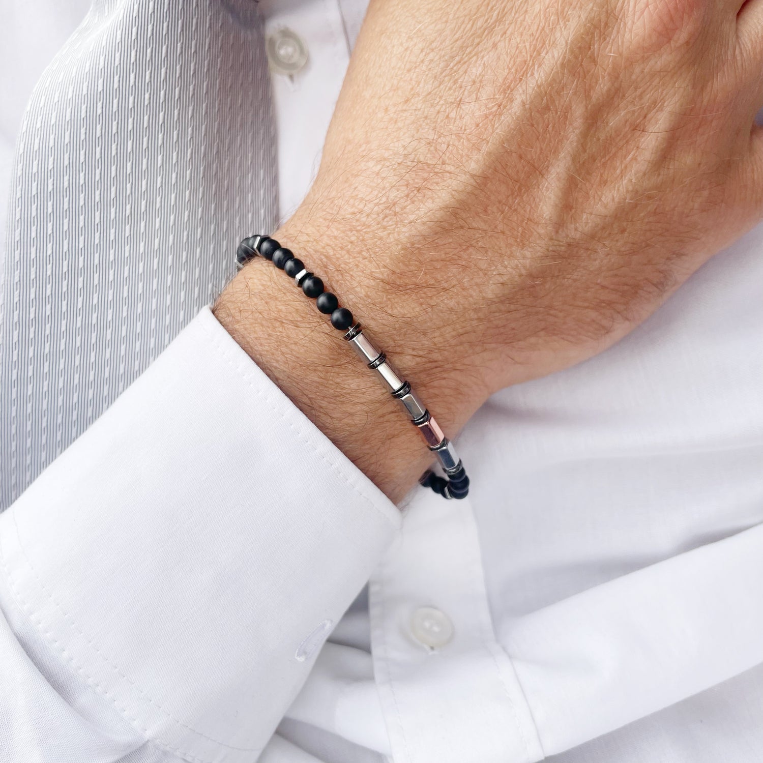Bracciale Protection Unisex - Tormalina, Onice, Shungite e Ematite
