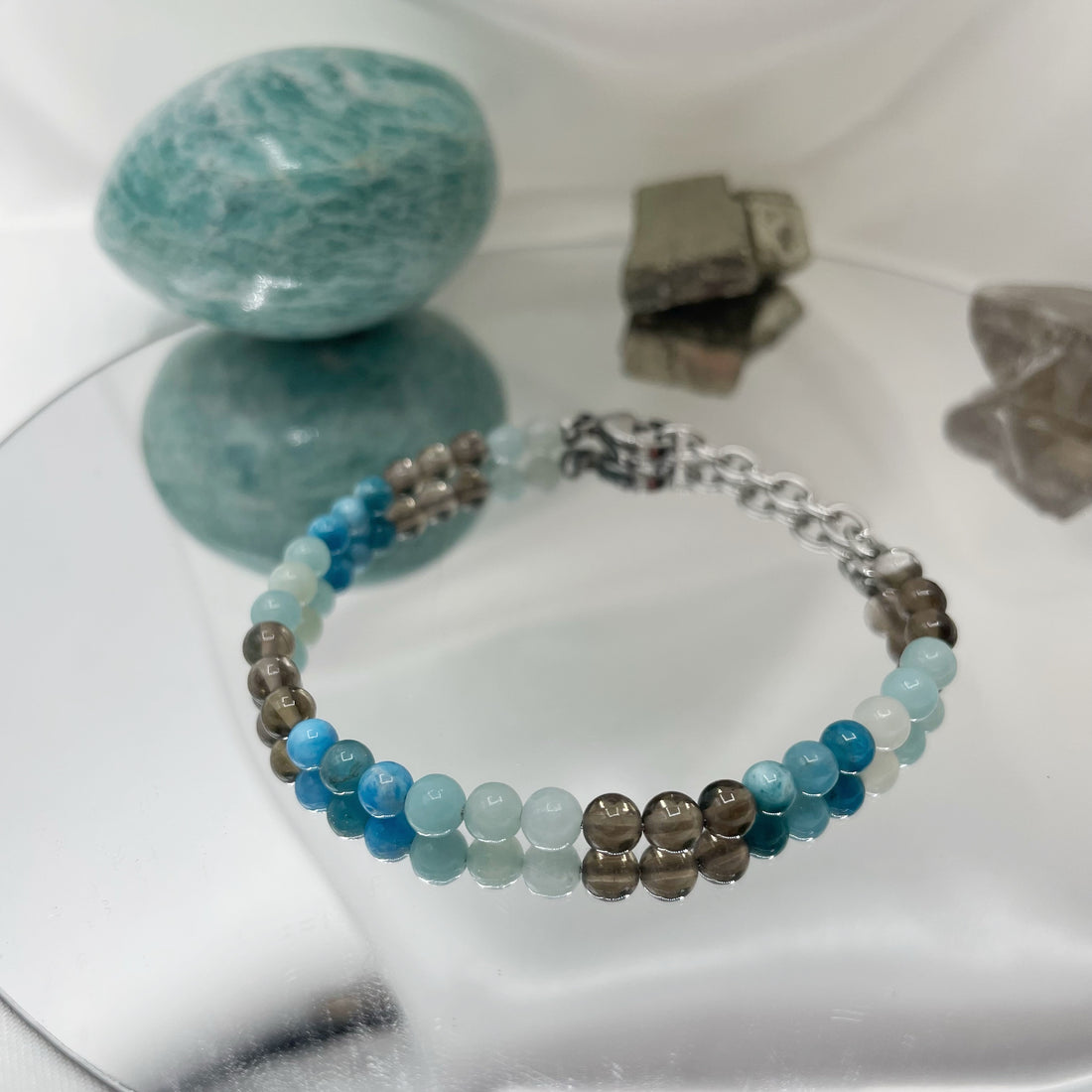 Bracciale Bilancia - Quarzo Fumè, Apatite, Amazzonite