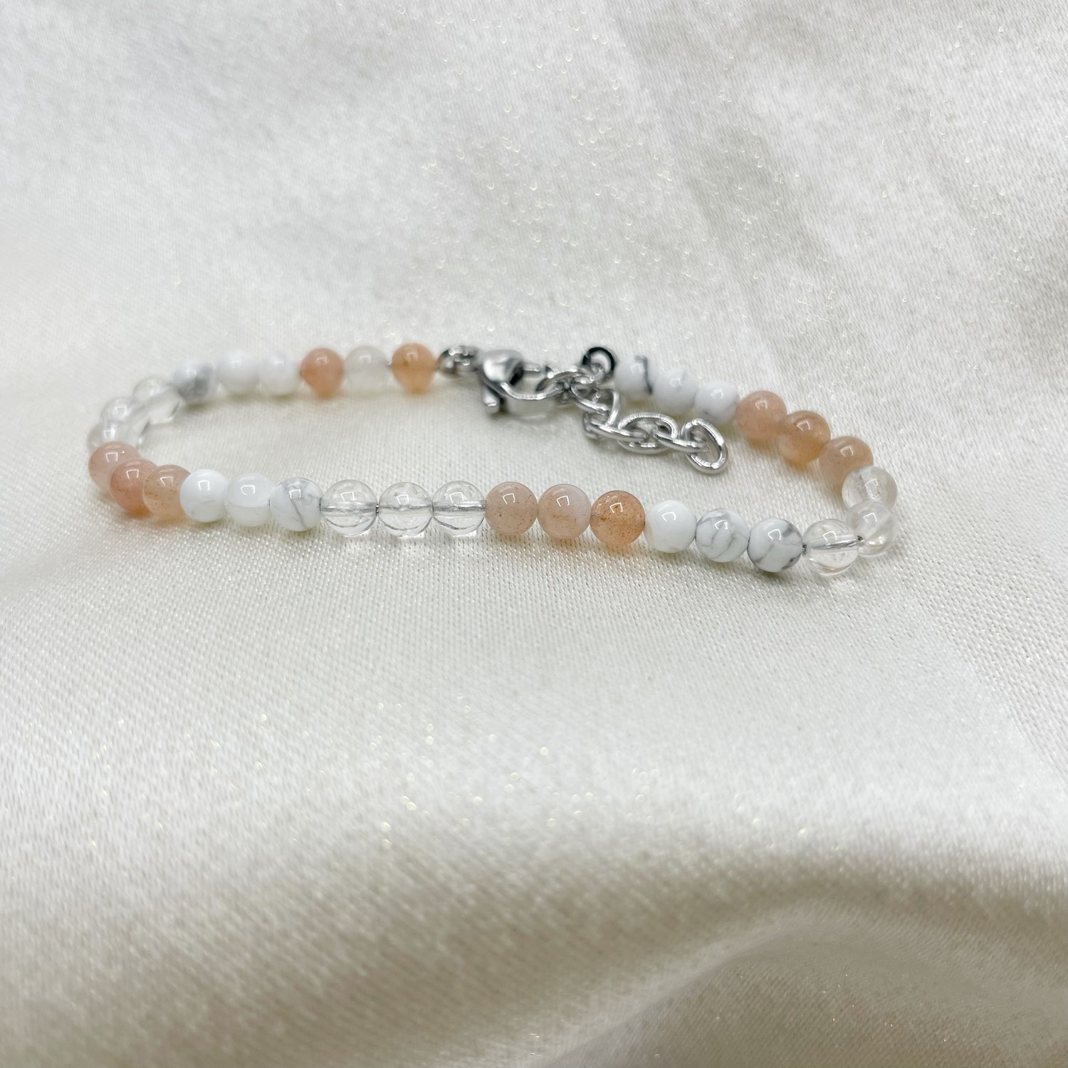 Bracciale Cancro - Cristallo di Rocca, Pietra di Luna, Howlite