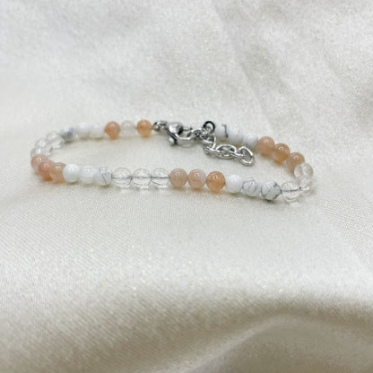 Bracciale Cancro - Cristallo di Rocca, Pietra di Luna, Howlite