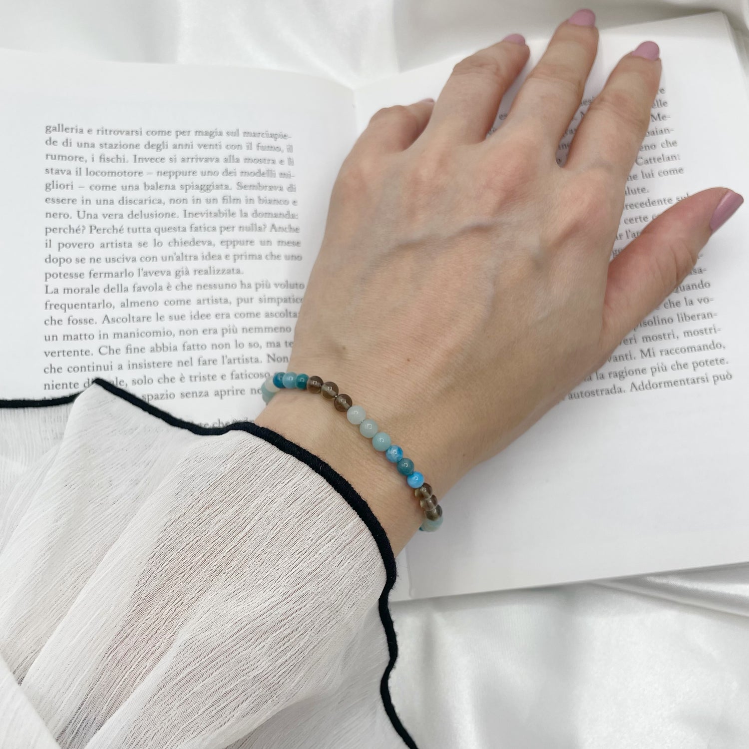 Bracciale Bilancia - Quarzo Fumè, Apatite, Amazzonite