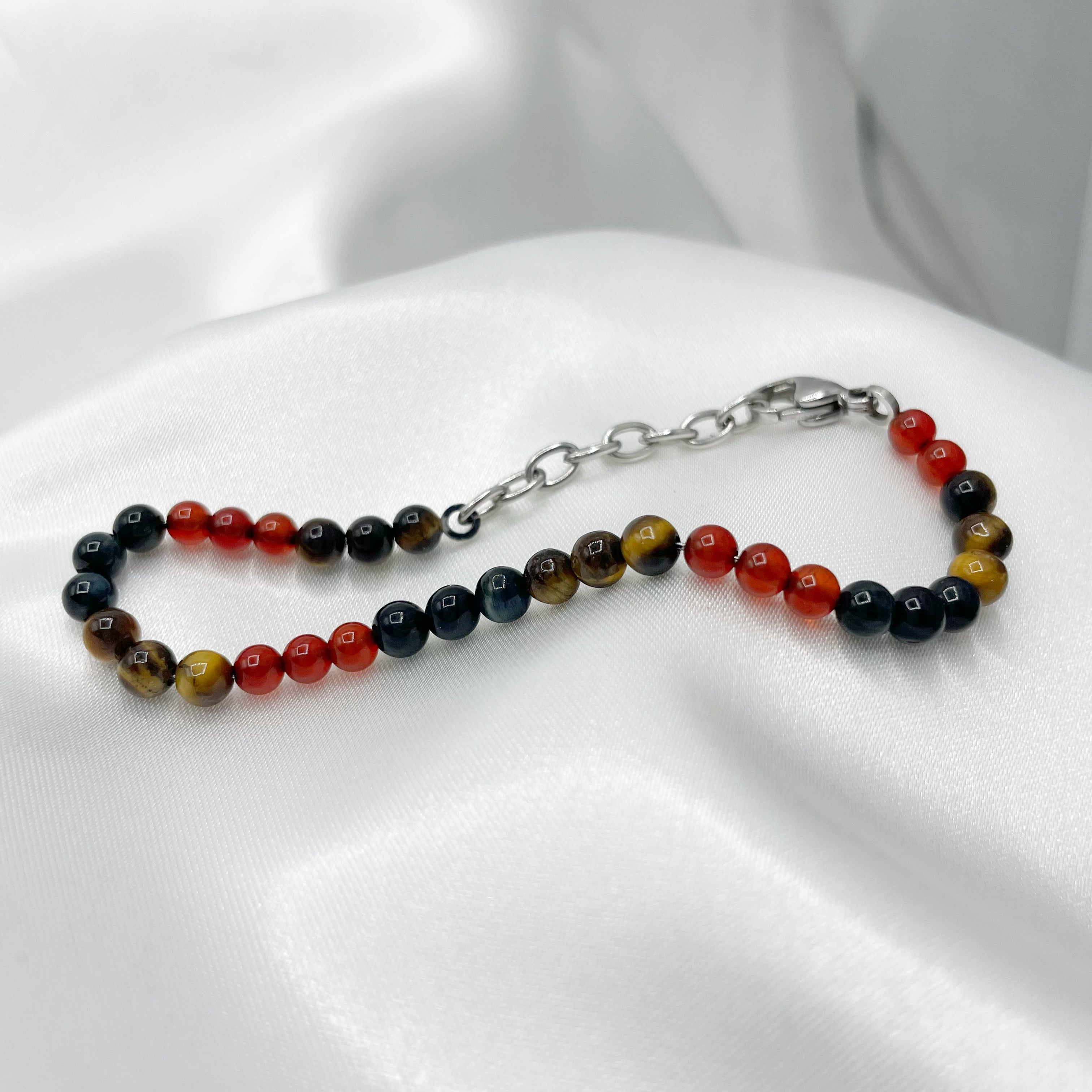 Bracciale Leone - Occhio di Tigre, Corniola, Occhio di Falco