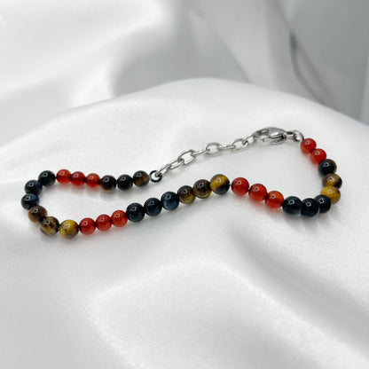 Bracciale Leone - Occhio di Tigre, Corniola, Occhio di Falco