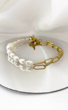 Carica l&#39;immagine nel visualizzatore di Gallery, Bracciale Acciaio Inossidabile e Perle Gold Catena
