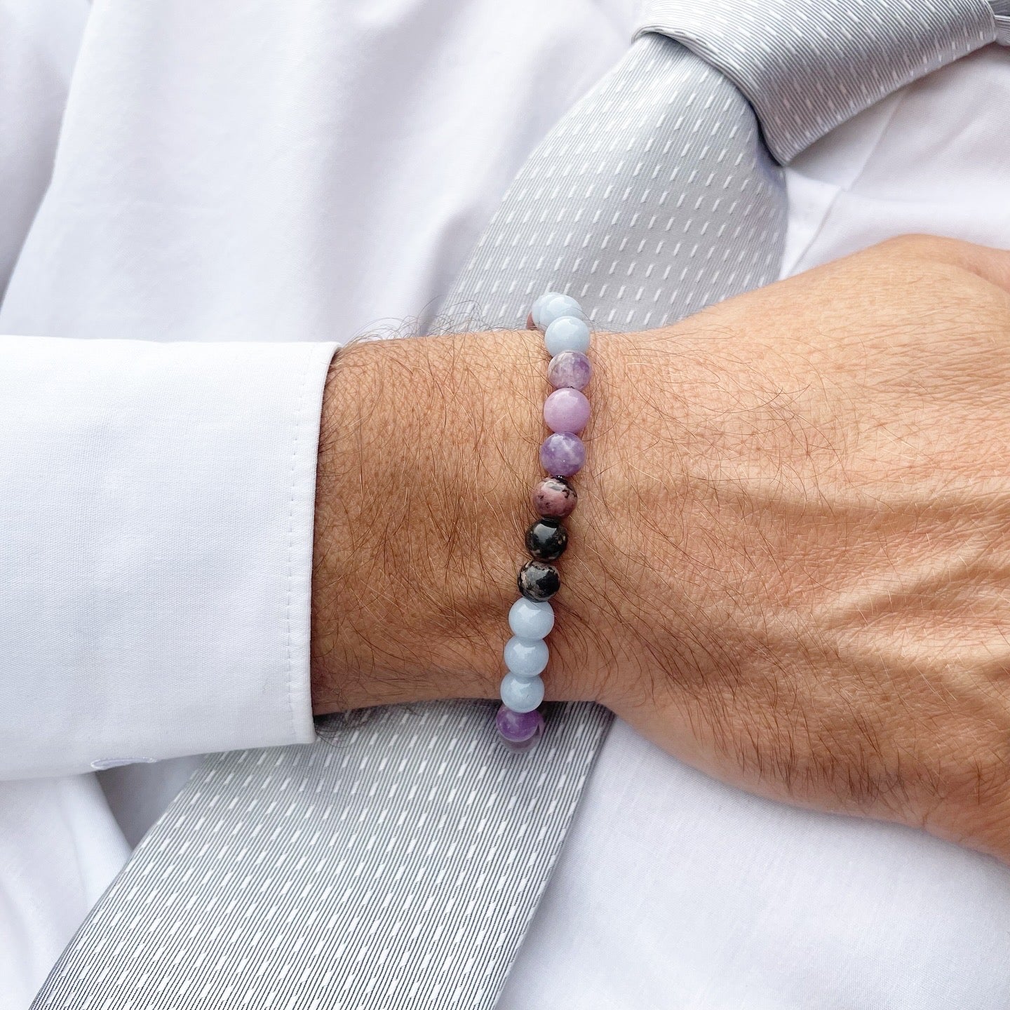 Bracciale Avvera i tuoi Sogni - Lepidolite, Rodonite, Angelite