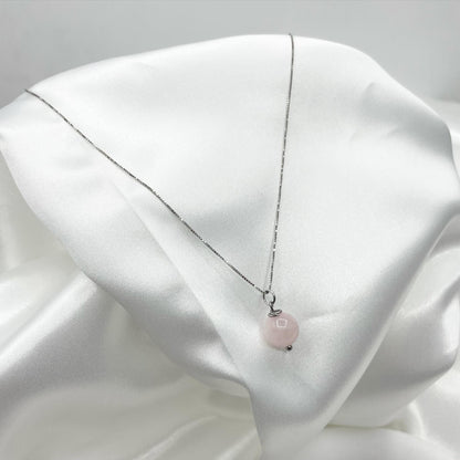 Collana a goccia in quarzo rosa: ciondolo in argento sterling 925 - Italia Collana a goccia in quarzo rosa: ciondolo in argento sterling 925 - Italia