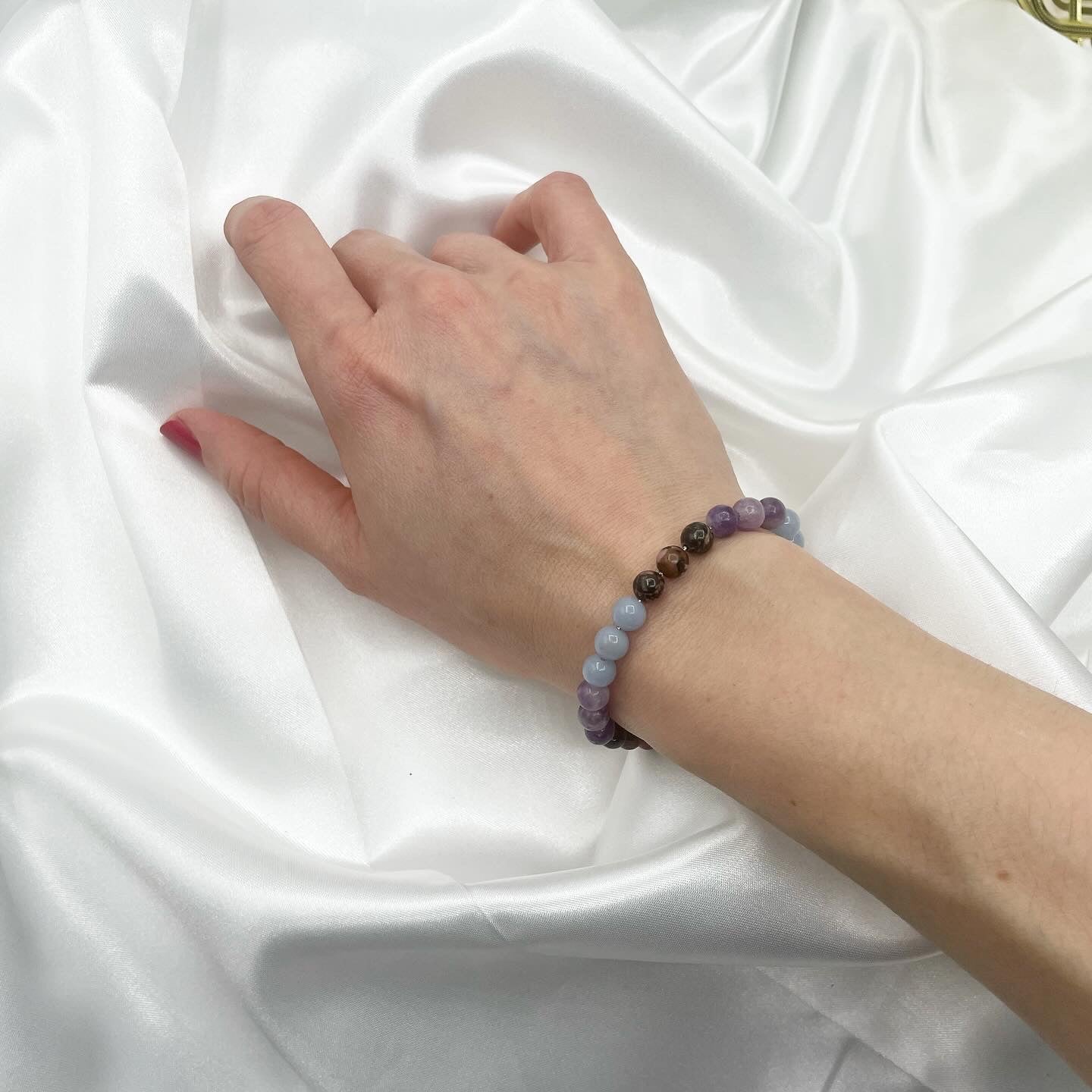 Bracciale Avvera i tuoi Sogni - Lepidolite, Rodonite, Angelite