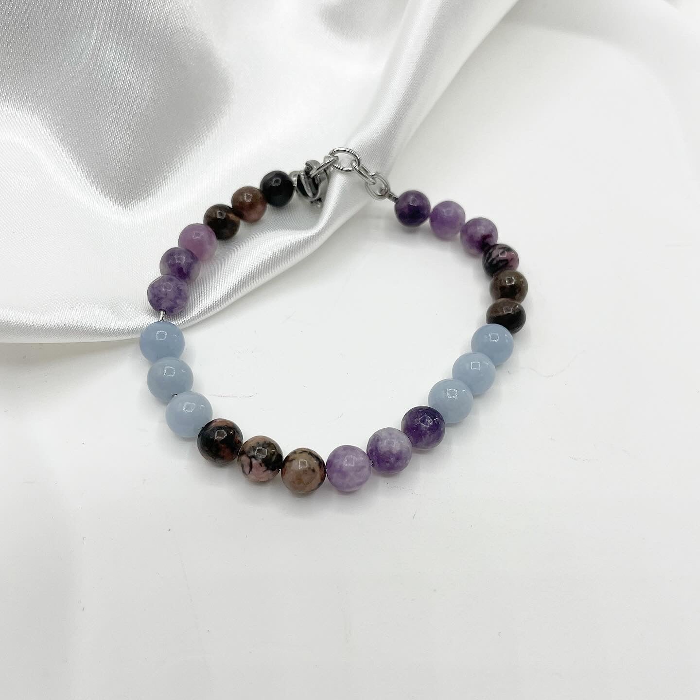 Bracciale Avvera i tuoi Sogni - Lepidolite, Rodonite, Angelite