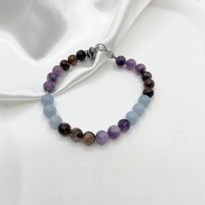 Bracciale Avvera i tuoi Sogni - Lepidolite, Rodonite, Angelite