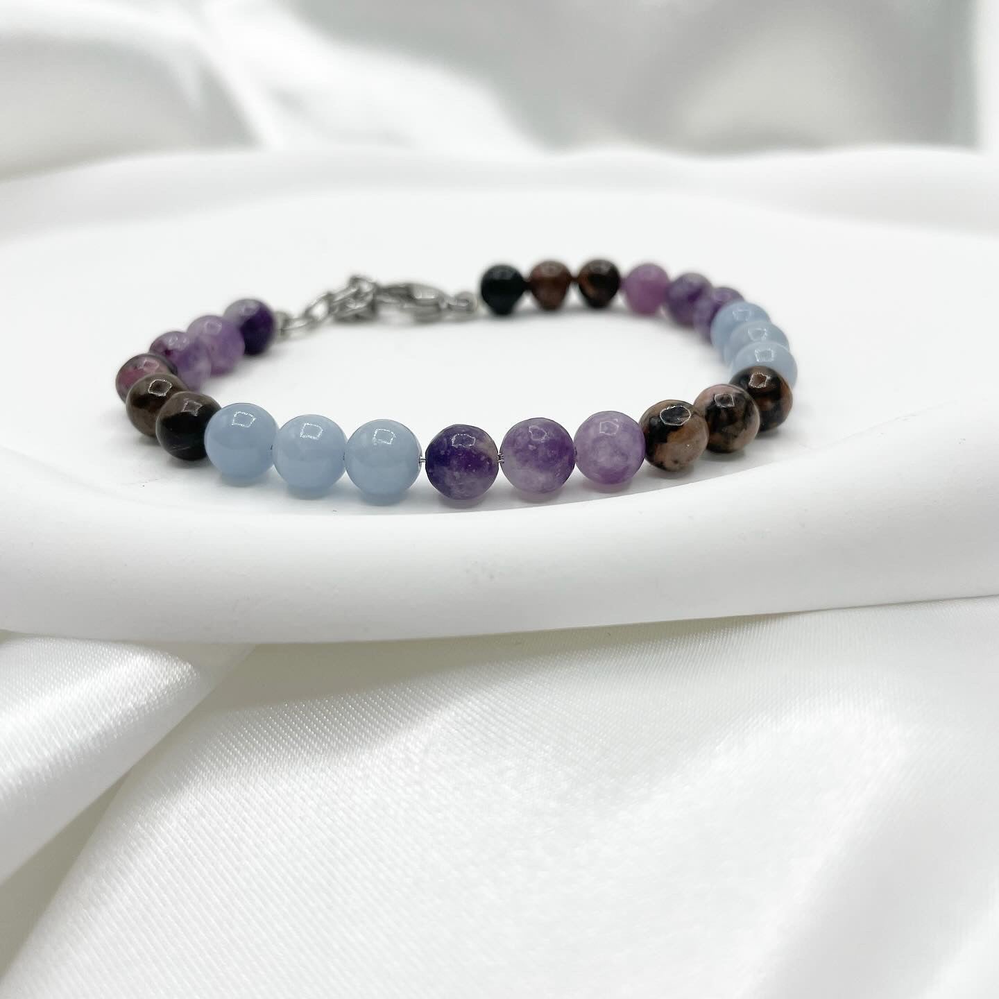 Bracciale Avvera i tuoi Sogni - Lepidolite, Rodonite, Angelite