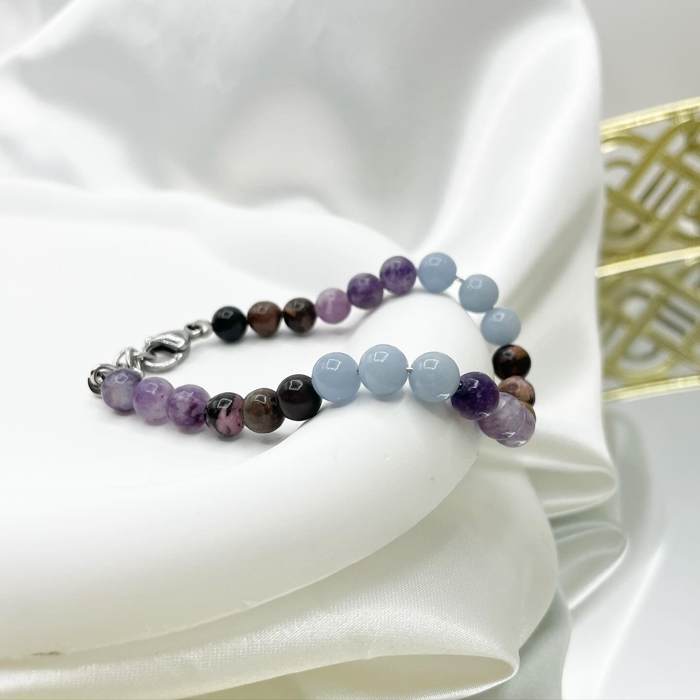 Bracciale Avvera i tuoi Sogni - Lepidolite, Rodonite, Angelite