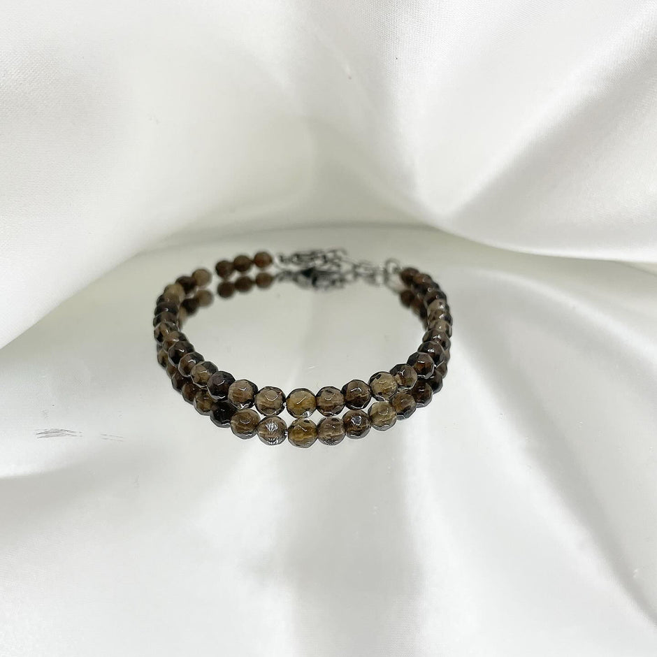 Bracciale In Pietre Naturali Con Quarzo Rosa E Occhio Di Malocchio, Regolabile 15-18 Cm, Reiki E Spiritualità - 3