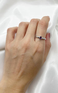 Anello Ametista Ovale (rame placcato Argento 925)