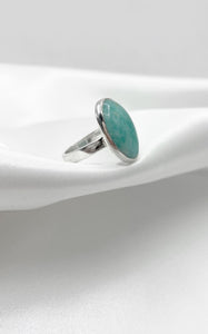 Anello Amazzonite Ovale e Argento 925