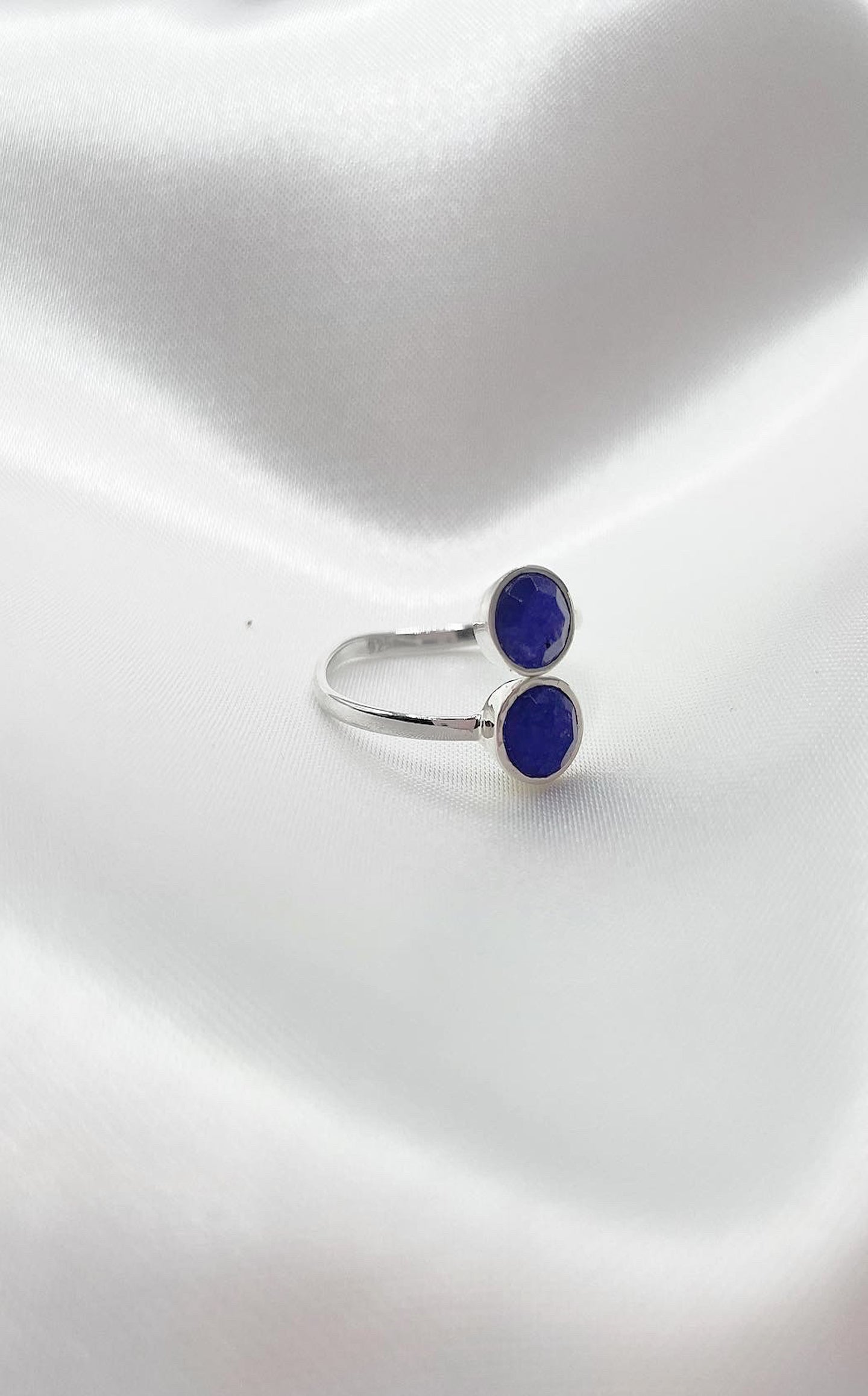 Anello Zaffiro Blu Gemini e Argento 925
