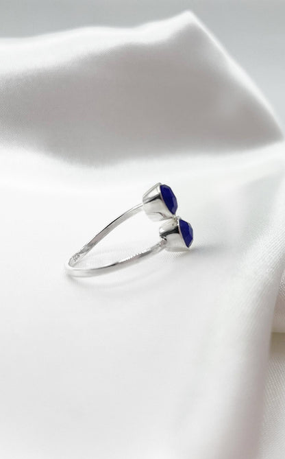 Anello Zaffiro Blu Gemini e Argento 925