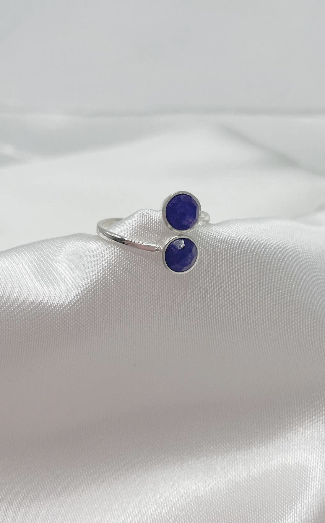 Anello Zaffiro Blu Gemini e Argento 925