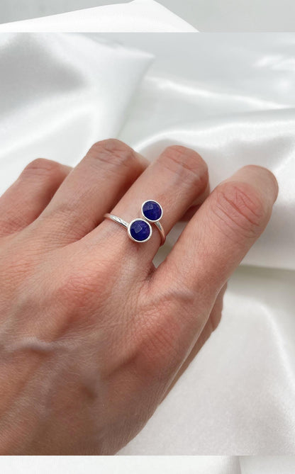 Anello Zaffiro Blu Gemini e Argento 925