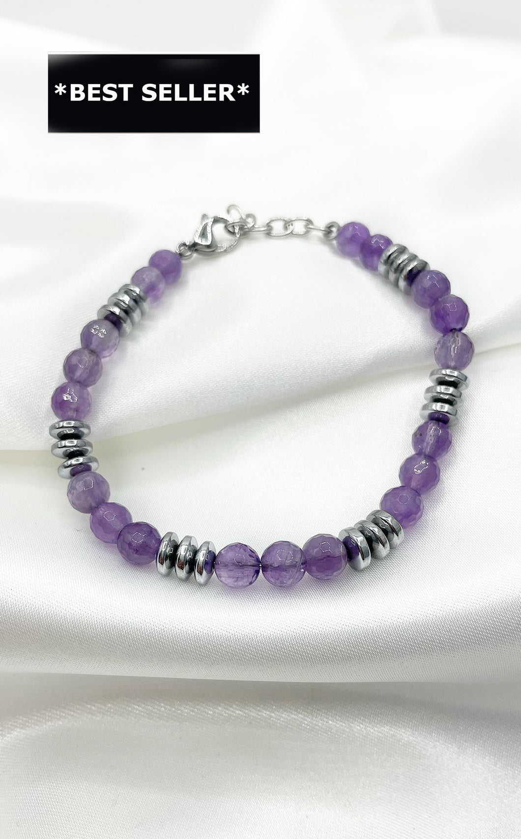 Bracciale Dome Harmony - Ametista Sfaccettata ed Ematite