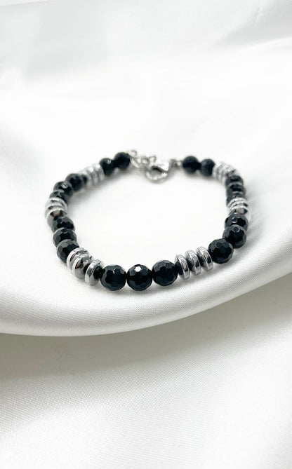 Bracciale Dome Sfaccettato - Tormalina, Onice ed Ematite