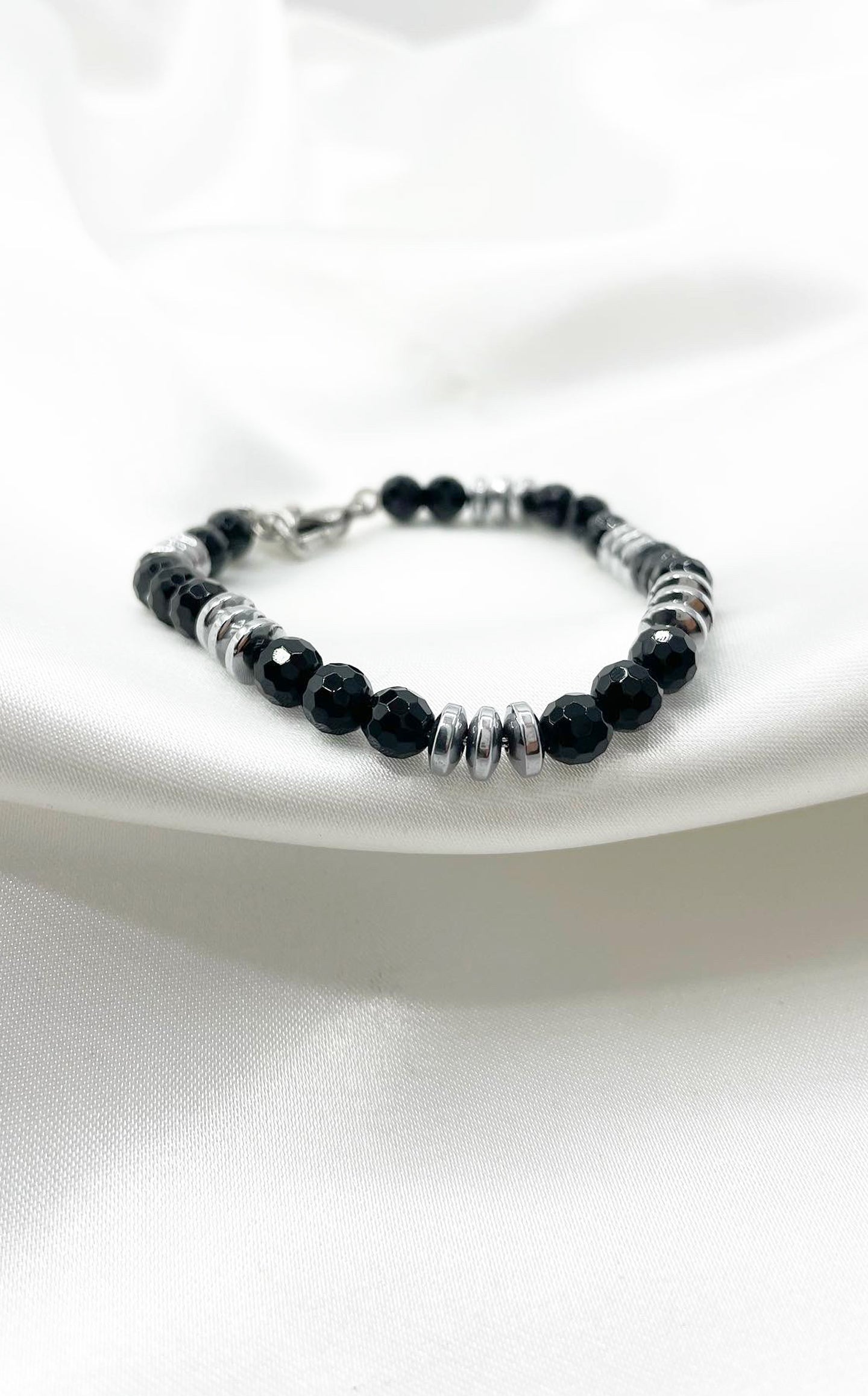 Bracciale Dome Sfaccettato - Tormalina, Onice ed Ematite