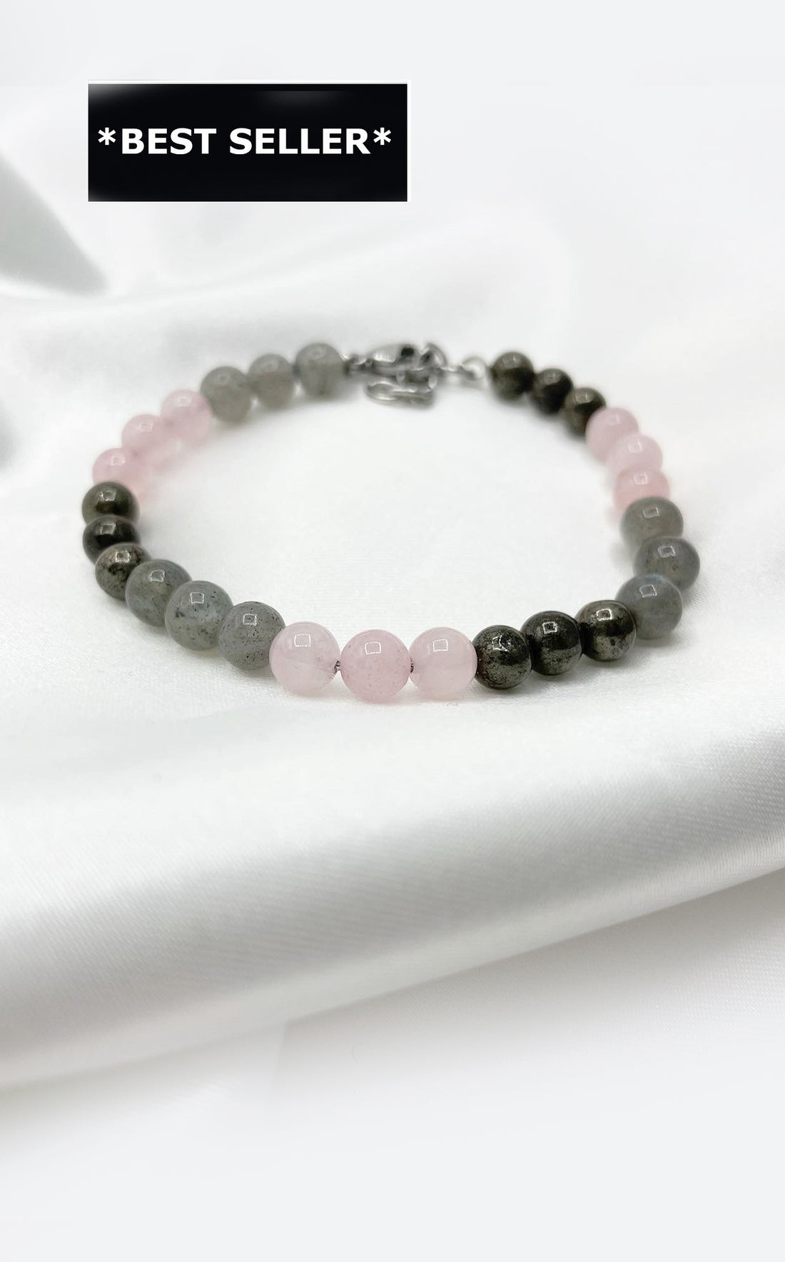 Bracciale Abbondanza Plus (Pirite, Labradorite, Quarzo Rosa)