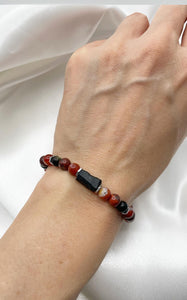 Bracciale Tormalina, Corniola, Diaspro e Ossidiana