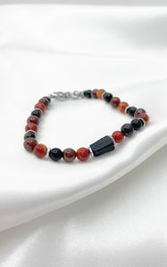 Bracciale Tormalina, Corniola, Diaspro e Ossidiana