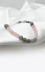 Bracciale Horizon -  Labradorite e Quarzo Rosa