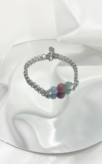 Bracciale Infinity Diventa chi Vuoi - Angelite, Amazzonite, Rodonite