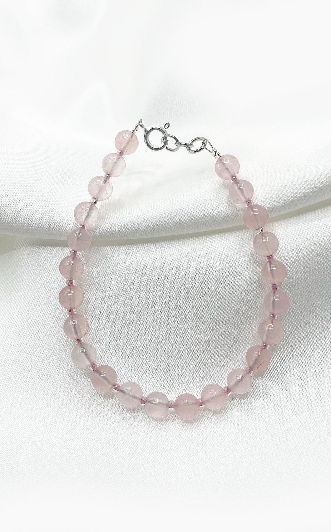 Braccialetto Quarzo Rosa Pietre Liscie