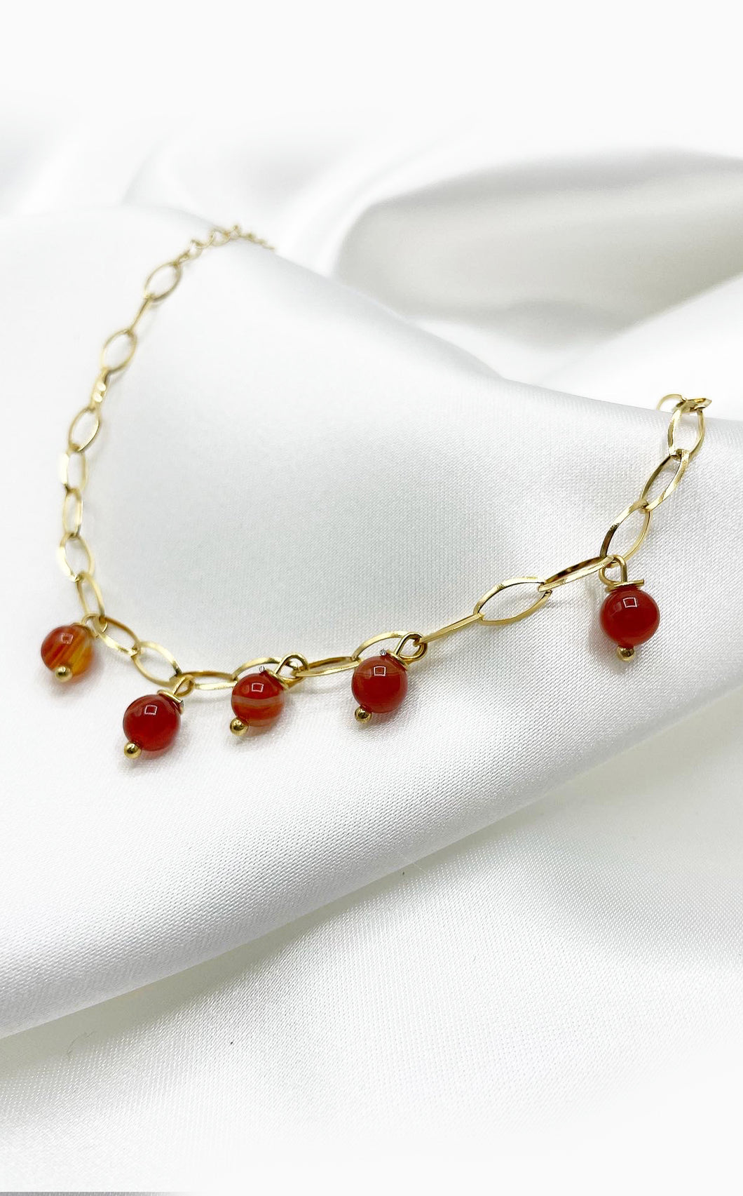 Cavigliera Corniola e Acciaio Inossidabile Gold