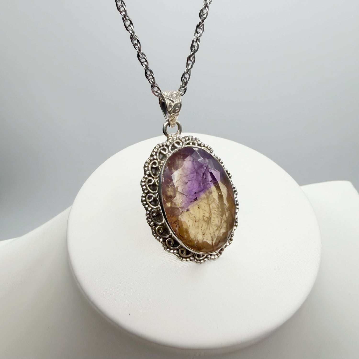 Ciondolo Ametrino Naturale Sfaccettata - Argento 925