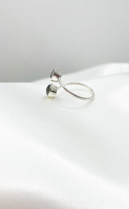 Anello Labradorite Grigia Gemini e Argento 925
