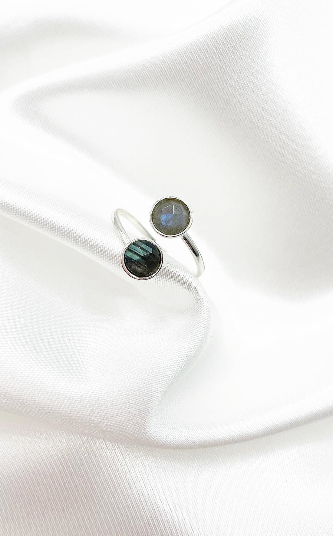 Anello Labradorite Grigia Gemini e Argento 925