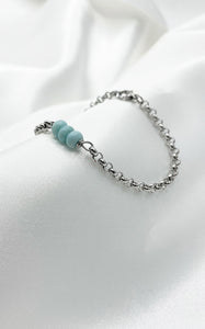 Bracciale Larimar e Acciaio Inossidabile
