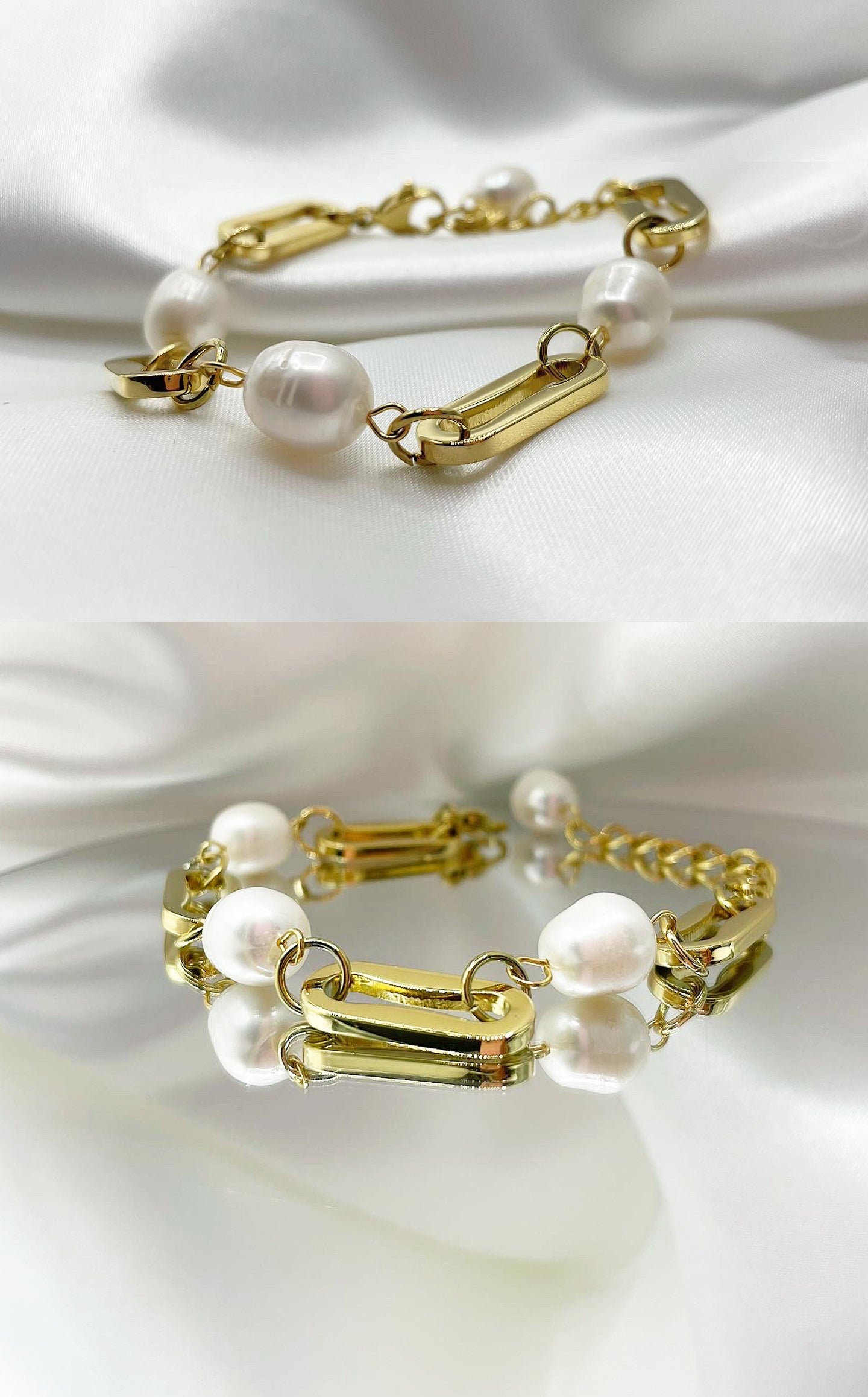 Bracciale Glow - Acciaio Inossidabile e Perle Gold